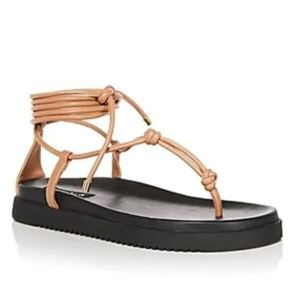 Aqua Muse Strappy Ankle Tie Thong Sandals in Cognac 7.5 NWT (Note on Box) - Picture 1 of 2